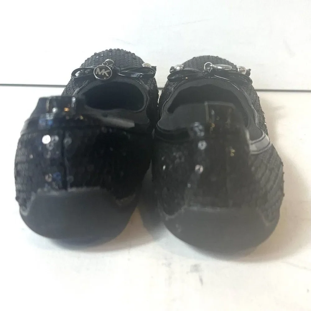 MICHAEL Michael Kors Women's Beaded Flats Youth Size 4 Comfort Shoe Black Loafer
